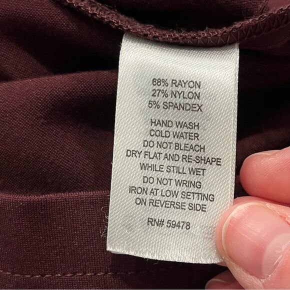 Kenar Burgundy Red 3/4 Sleeve Fitted Stretch Dress Size 6 - Picture 8 of 9